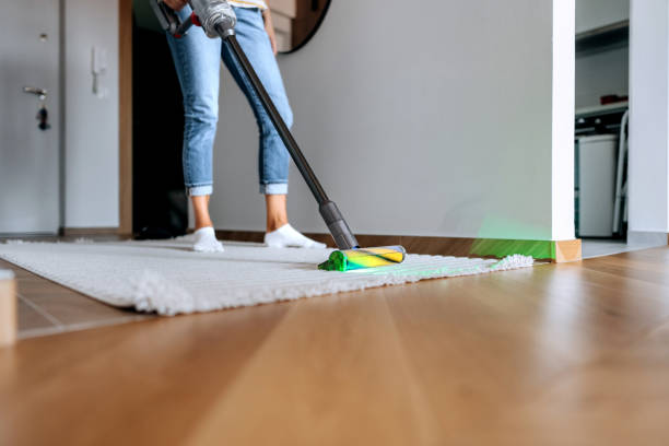istock Unrecognisable woman using smart vacuum cleaner with dust scanner at home 2161752642