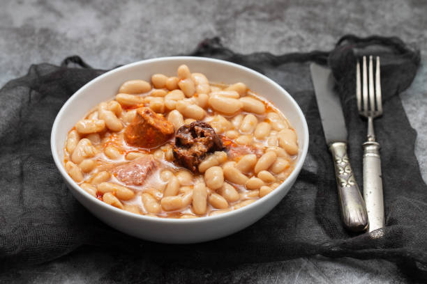 istock fabada asturiana, a typical spanish bean stew in white bowl 2161752882