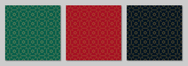 Geometric Background pattern seamless with geometric stars. Gold luxury color. Christmas background. Stock illustration