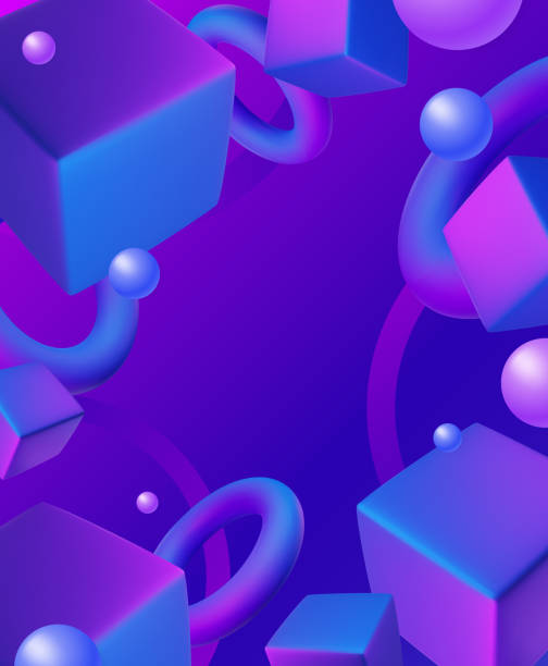 istock Abstract poster, brochure, flyer design background with cubes, circles, floating balls and toruses 2161764477