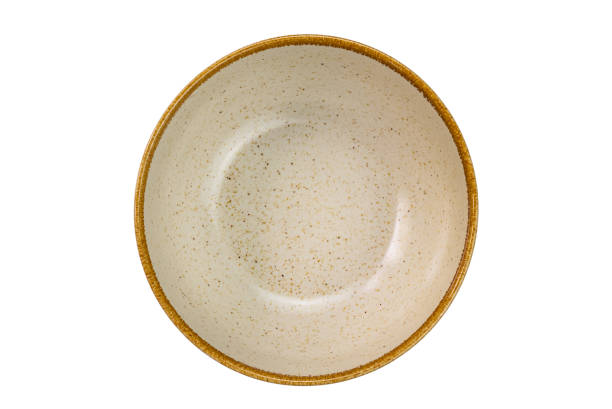istock Top view of empty brown ceramic bowl with dark brown edge. 2161771377