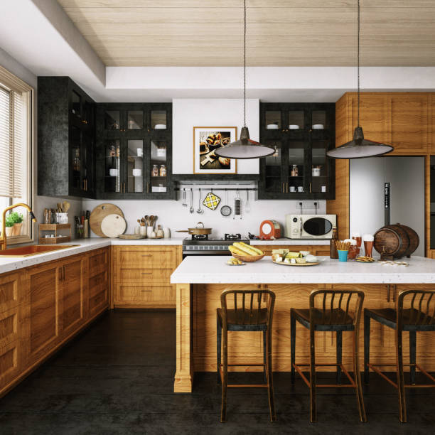 Rustic Modern Domestic Kitchen Harmony with Natural Wood Accents