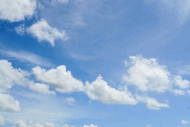 istock Blue sky with clouds in the sky. Beauty white cloudy on blue sky with soft sun light, Nature view soft white clouds on pastel blue sky background. 2161784355