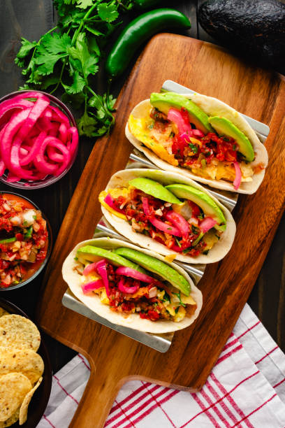 istock Tex-Mex Migas Breakfast Tacos in a Taco Holder 2161787551