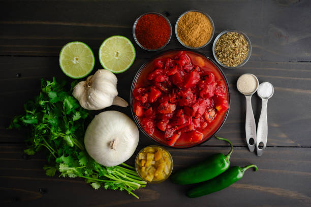 istock Blender Salsa Ingredients on a Wooden Table 2161788397