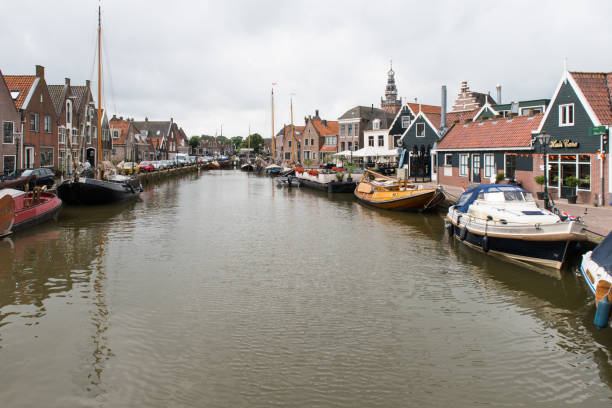 Old harbor in the small town of Monnickendam in The Netherlands. Monnickendam is an old fishing-village next to the IJsselmeer.