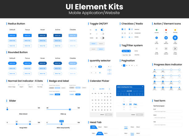 ilustrações de stock, clip art, desenhos animados e ícones de ui components for website and mobile apps - kit modelo