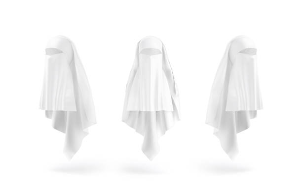 istock Blank white female niqab mockup, front and side view 2161796107