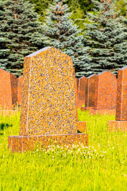 istock vertical monument on the grave, without inscription. 2161797910