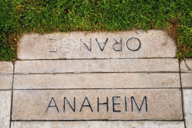 Orange County and Anaheim County dividing concrete line