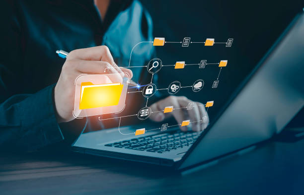 DMS document Management System, Businessman pointing folder icon to use technology software for management document, professional, digital, Smart office paperless, Electronic document, Cloud service. DMS document Management System, Businessman pointing folder icon to use technology software for management document, professional, digital, Smart office paperless, Electronic document, Cloud service. process automation office stock pictures, royalty-free photos & images