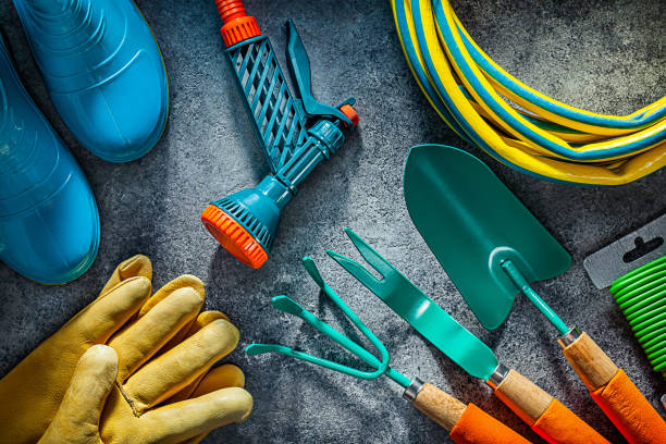istock Set Of Garden Tools In Flat Lay Composed 2161805813