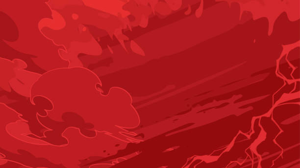 lightning background Anime or American comic style lightning effect background_red 16:9 war zone background stock illustrations