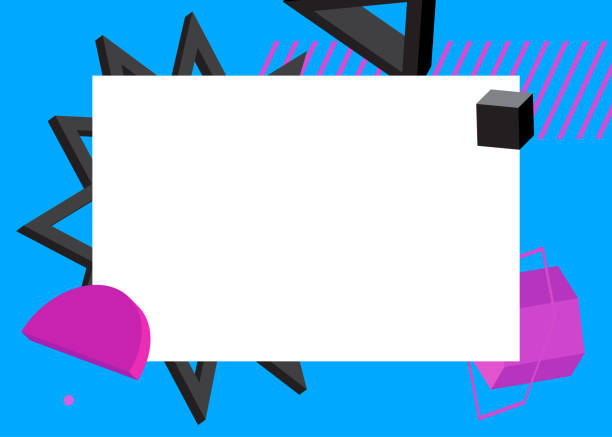 istock Purple, black and blue geometrical graphic retro theme background with place for text. Minimal geometric elements frame. Vintage abstract shapes vector illustration for advertising. 2161830521