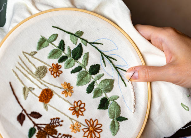 istock Woman's hands working on embroidery with thread and needle 2161833229