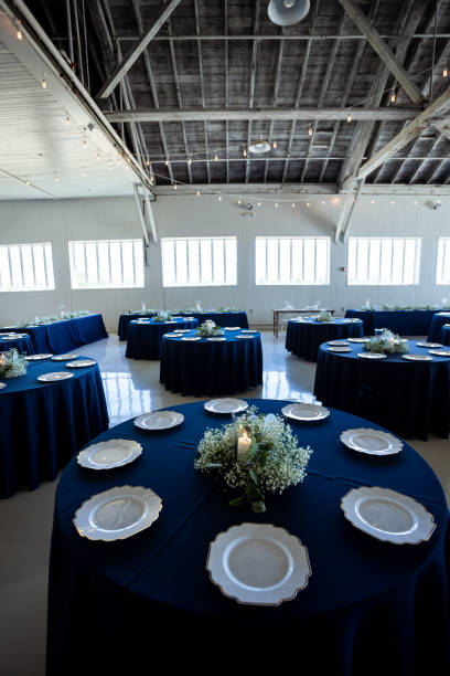 istock Wedding Reception Hall Event Tables and centerpieces 2161837442