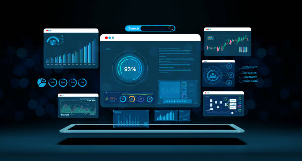 istock dashboard for business analysis. Data and management system with KPIs and indicators connected to databases for finance, marketing. 2161838775