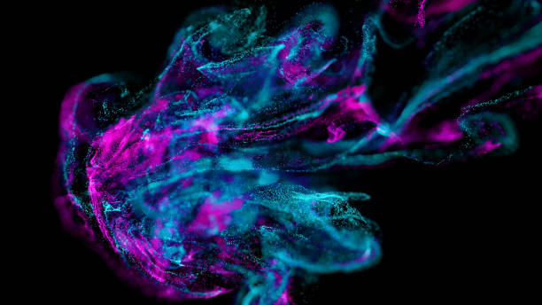 istock Abstract liquid Blue Purple Shiny Blurry Focus Flowing Fluid Glitter Particles Effect on Black Background 2161839442
