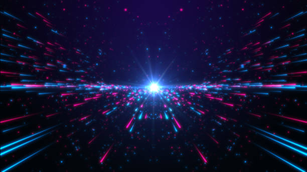 Abstract background of a multicolor spectrum with light, Bright rays of neon light, and colorful glowing lines speed through the dark, Technology digital abstract background, 3d rendering