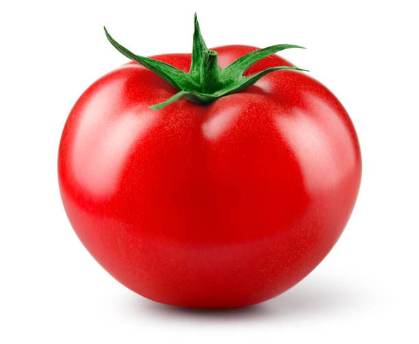 istock Tomato isolated. One tomato on white background. Perfect retouched red tomato side view. With clipping path. Full depth of field. 2161851796