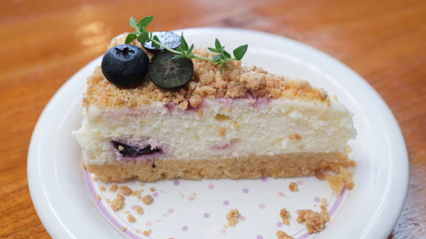 istock Blueberry Sheet Cake  in white plate on the  table 2161851815