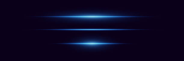 Set of blue flashes. Light neon lines, explosion of light.