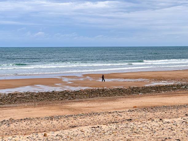 istock A lone walker on an empty beach at Blyth in Northumberland 2161858059