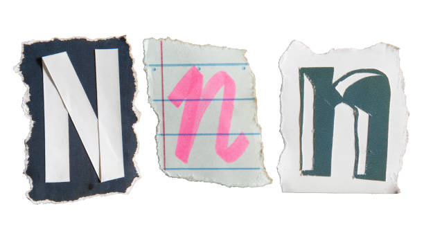N alphabet torn from a magazine paper