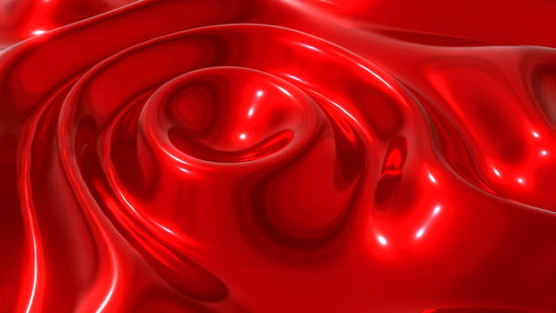 istock Liquid red chrome waves background, shiny and lustrous metal pattern texture, silky 3D illustration. 2161858623