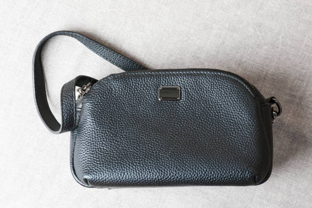 istock Black leather crossbody handbag 2161860764