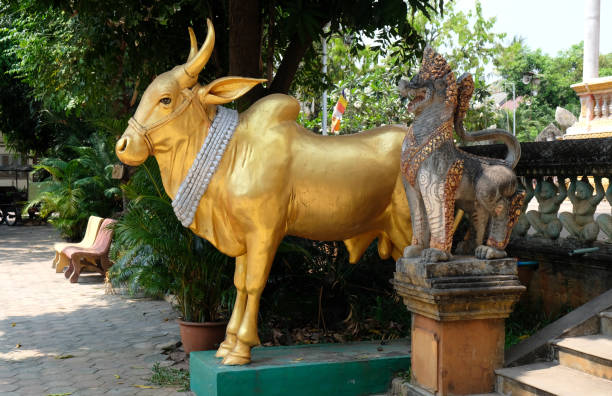 istock golden buffalo statue with silver beads in a buddhist temple 2161860776