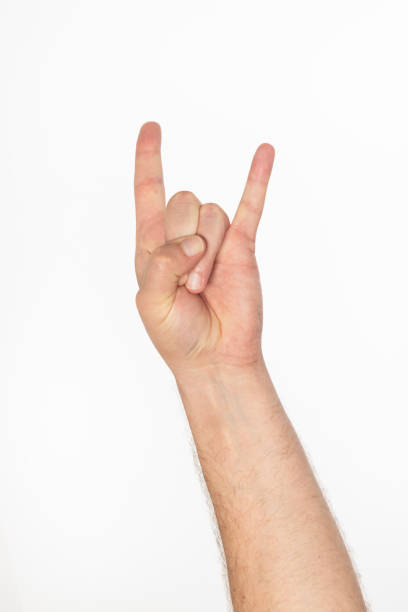 Man in Wristband making Rock & Roll Hand Symbol