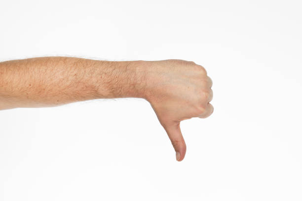 hand with thumb down, on whitebackground, symbol disapproval symbol