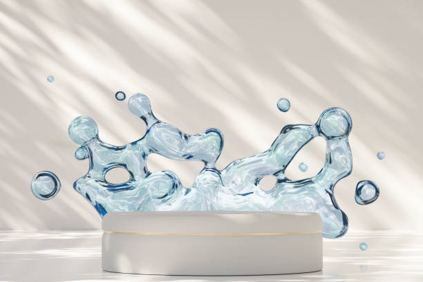 istock White, elegant podium with water splash on light, neutral background. Mock up for product, cosmetic presentation. Pedestal or platform. Empty scene. Stage, display, showcase. Copy space. 3D render. 2161867008