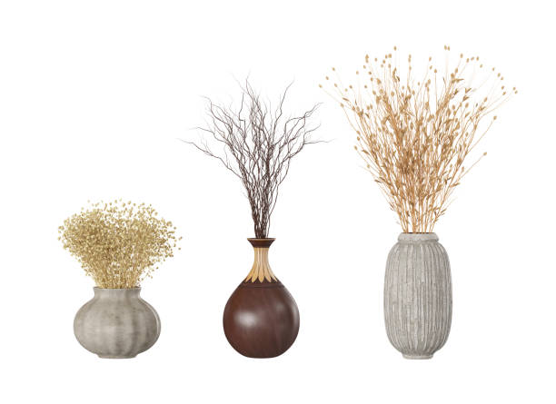 Dry Bouquets in three types of vases
