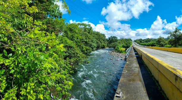 Panama, Boquete, highway bridge over Caldera creek on a sunny day