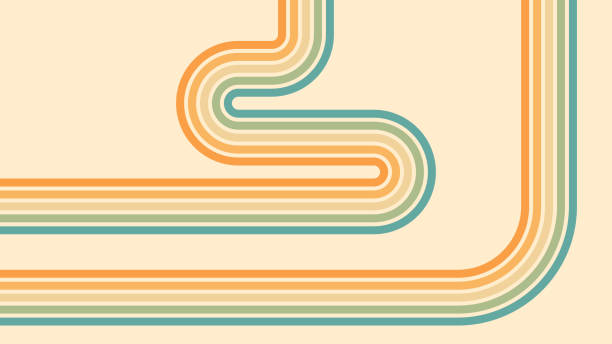 Abstract background of rainbow groovy Wavy Lines design in 1970s Hippie Retro style. Vector pattern ready to use for cloth, textile, wrap and other.