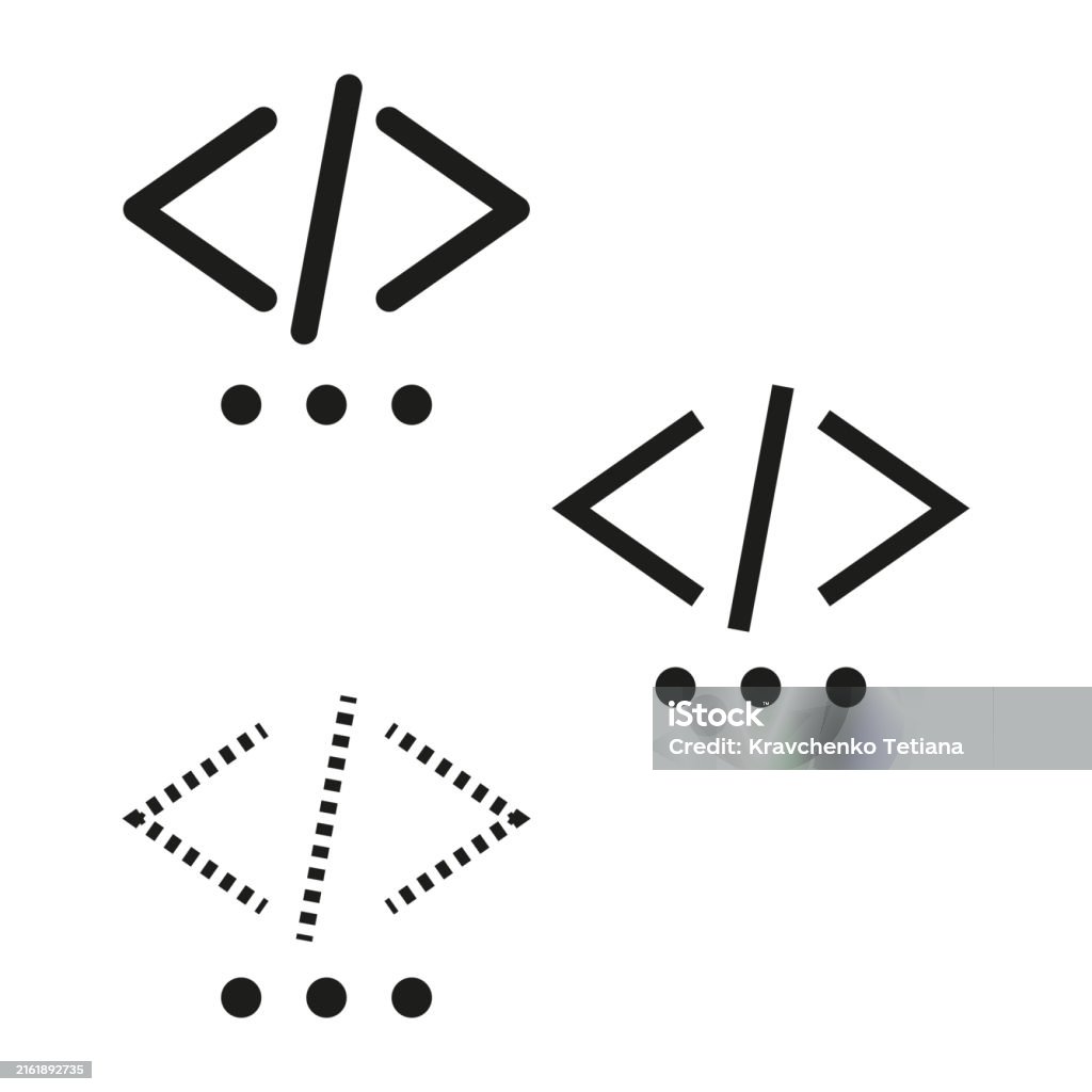 Coding Icon Set Programming Symbols Vector Developer Code Illustration ...