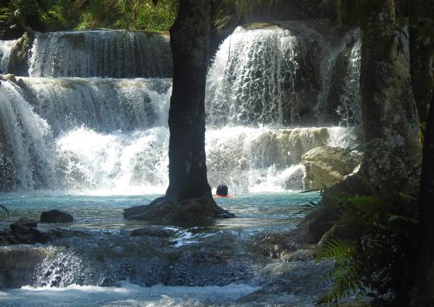 The beautiful Kuang Si Falls in Luang Prabang, Laos.