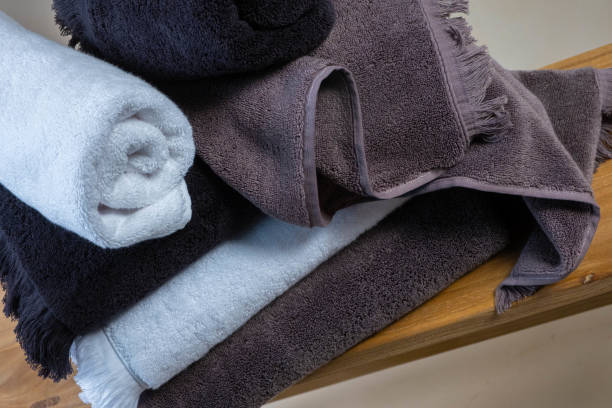 istock Stack of Cozy Bath Towels in Various Colors 2161900658
