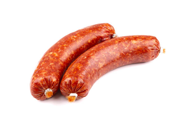 istock Bratwurst without casing - delicious sausages on a white background 2161905546