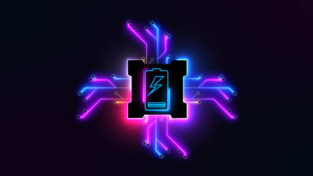 Energy concept. Battery energy technology background. Innovative power technologies