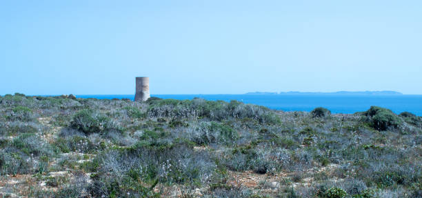 Nested atop a towering mountain this historic castle offers a stunning vista of the expansive blue sea below