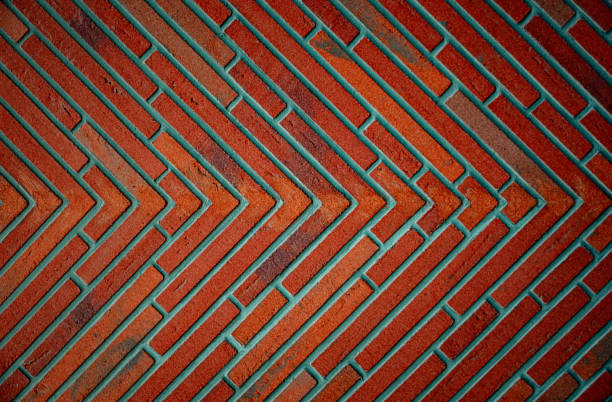 Beautiful geometric brick tiles pattern. Vintage loft background and texture