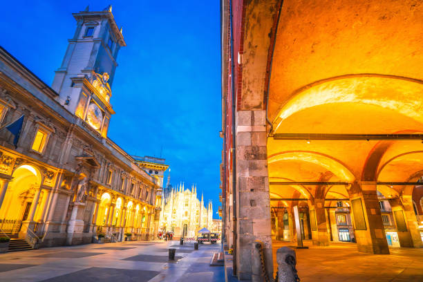istock Milan Piazza del Duomo square landmarks evening view 2161918379