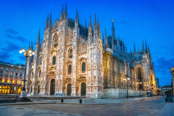 istock Milan Cathedral and Piazza del Duomo square landmarks evening view 2161918396