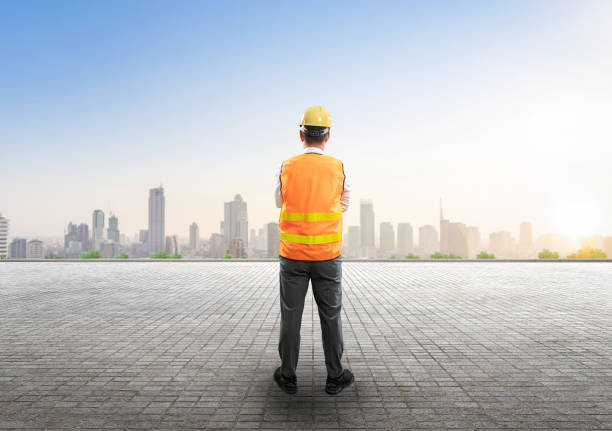 istock Construction business with civil engineer and cityscape background 2161927488