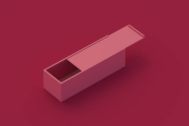 Box for gift of magenta on red background. 3d render