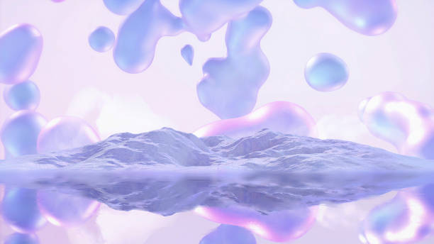 istock Geometric Landscapes,bubble drift above the water. 2161938371