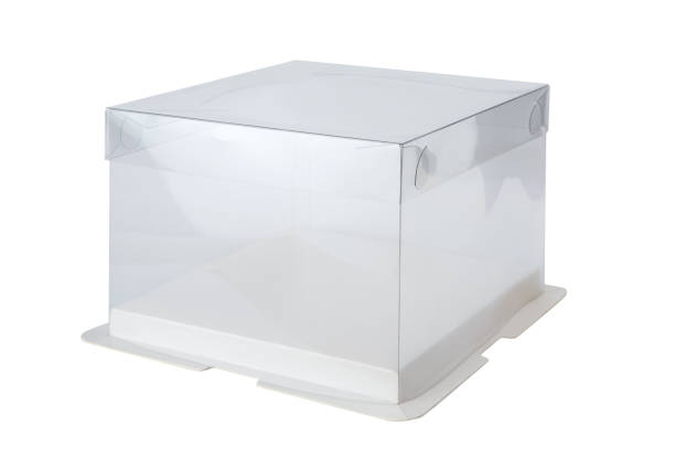 istock Side view of empty disposable plastic cake container isolated on white 2161939053